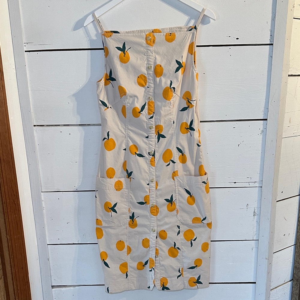 Anthropologie Maeve Dylan Mierzwinski Colette Midi Dress Orange Fruit Print